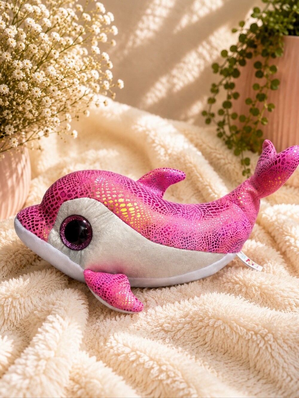 Ty Beanie Boos Sparkies the Pink Dolphin 2014 RARE & RETIRED Plush Stuffed Pink